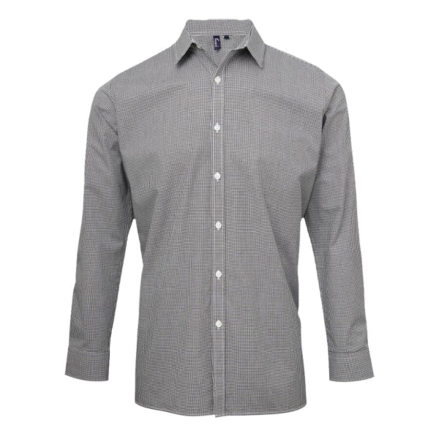 Microcheck (Gingham) long sleeve cotton shirt Thumbnail