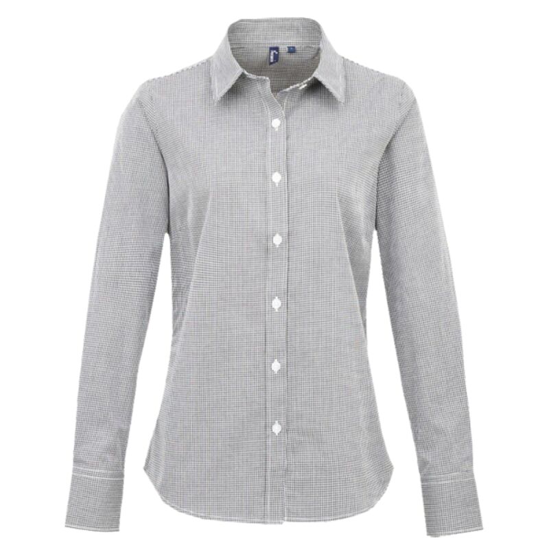 Women's Microcheck (Gingham) long sleeve cotton shirt Thumbnail