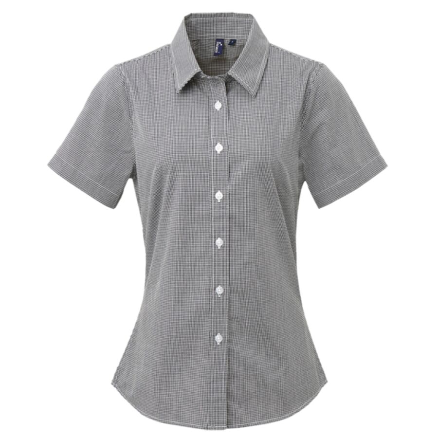 Women's Microcheck (Gingham) short sleeve cotton shirt Thumbnail