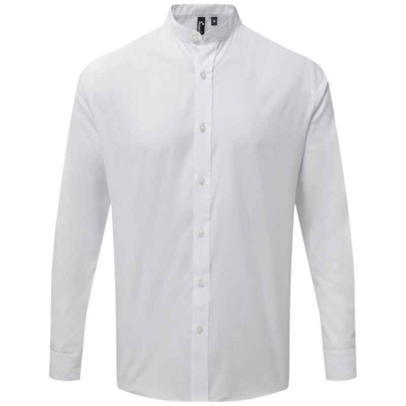 Banded collar grandad long sleeve shirt Thumbnail